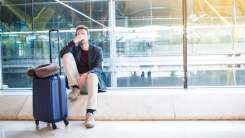 Upset man at the airport