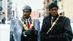 Eddie Murphy and Arsenio Hall on a New York Street in Coming to America