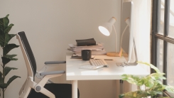 Messy office desk