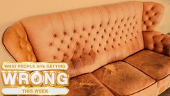 Brown leather sofa