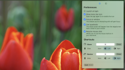 The menu bar icon and settings panel for Swift Shift, where you can set a keyboard shortcut that makes it extremely quick to resize or move windows using your mouse.