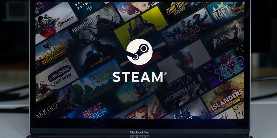 Steam logo on a laptop